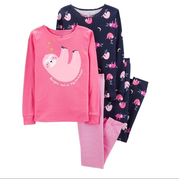 Carter's Other - Carter’s Girls 4-Piece Sloth Pajama Set